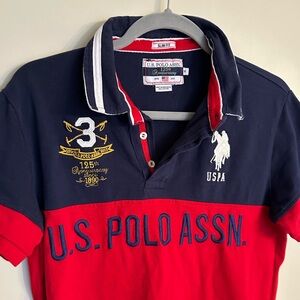U.S Polo Assn. P.Q Half Sleeve Polo Shirt For Men-Red & Navy